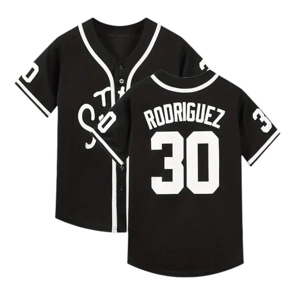 Sandlot Baseball Jersey Benny The Jet Rodriguez #30 Black Stitched - Picture 1 of 6